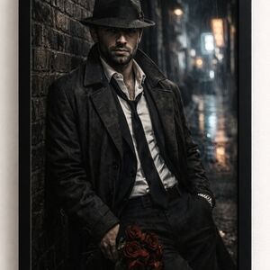 Sophisticated Black Trench Coat Wall Decor